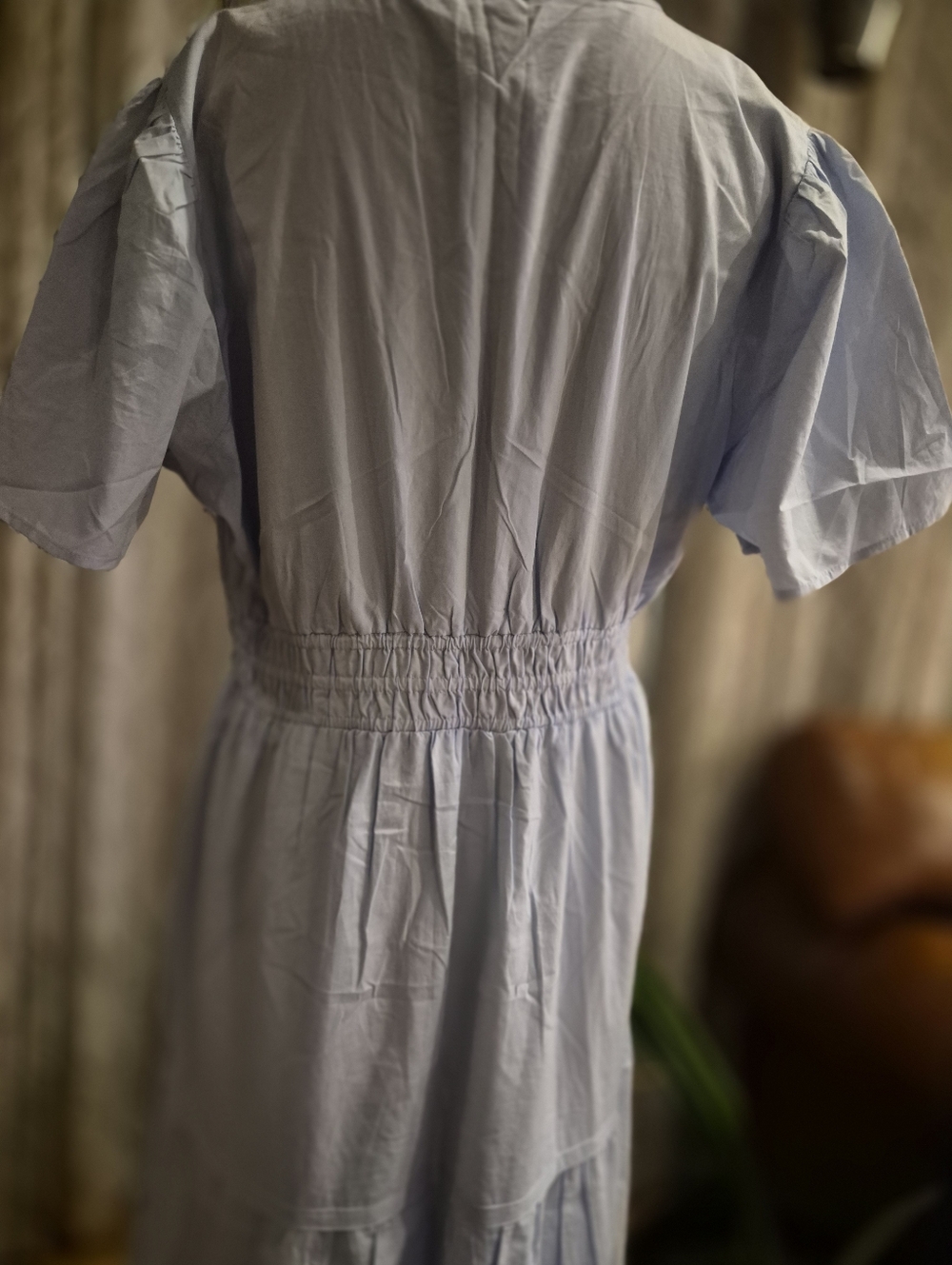 Boho Ruffle Sleeve Maxi Dress - Gray/Blue - Picture 8 of 8